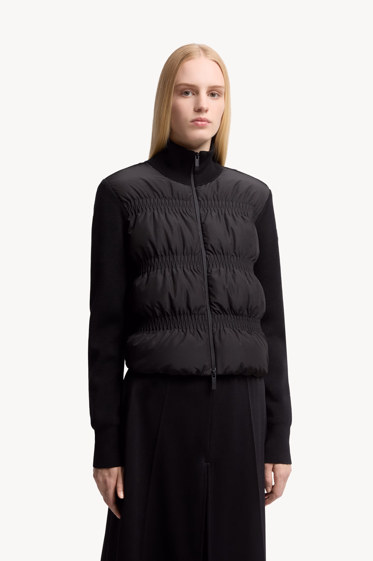 Padded Wool Zip-Up Cardigan Women Black Moncler 3